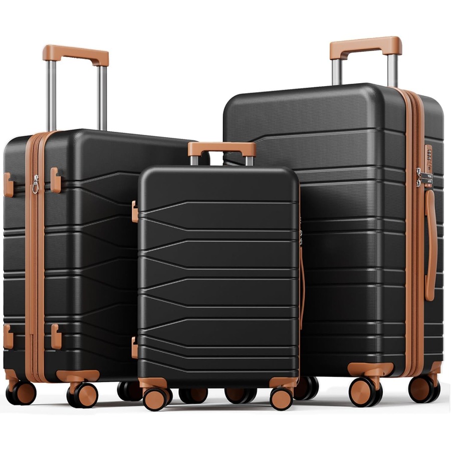 Expandable Hard Shell Luggage Set - 3 Parça Genişletilebilir Valiz Seti, Tekerlekli,