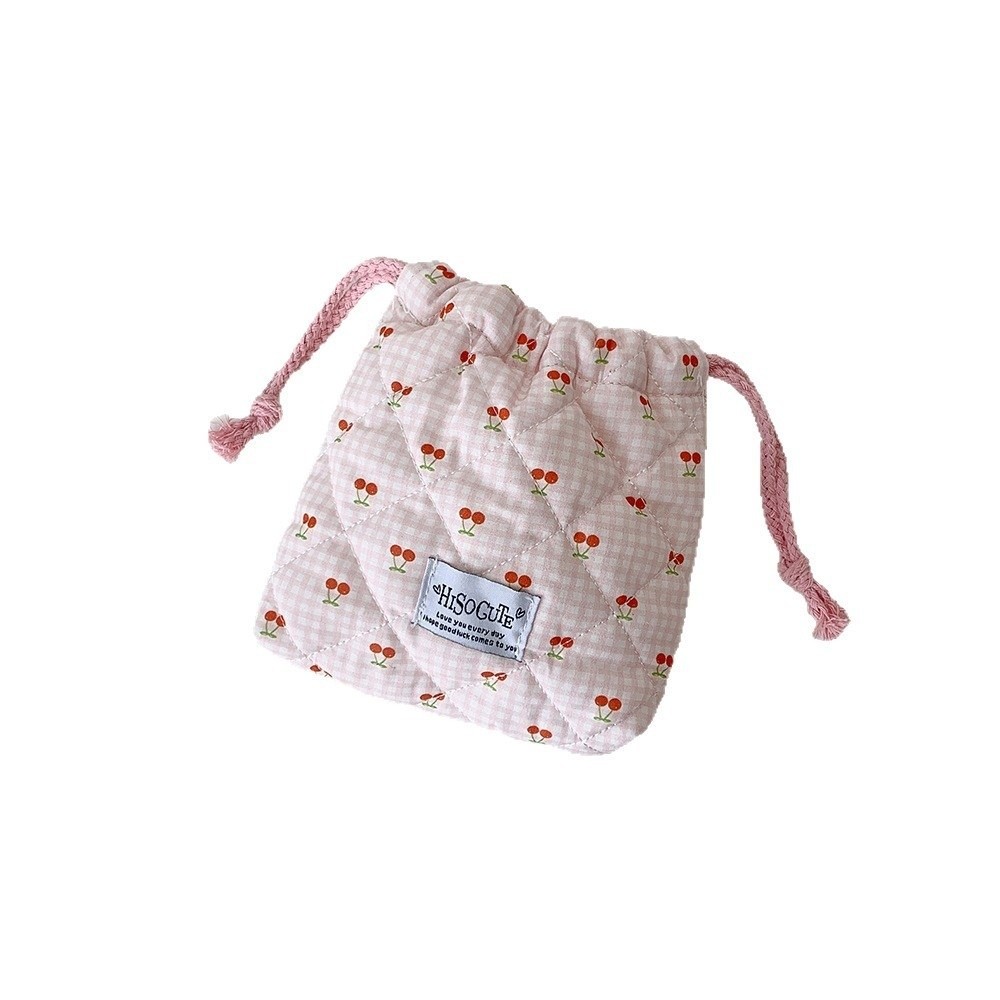 Cosmetic Bags - Yeni Kiraz Desenli İpli Çanta, Çok